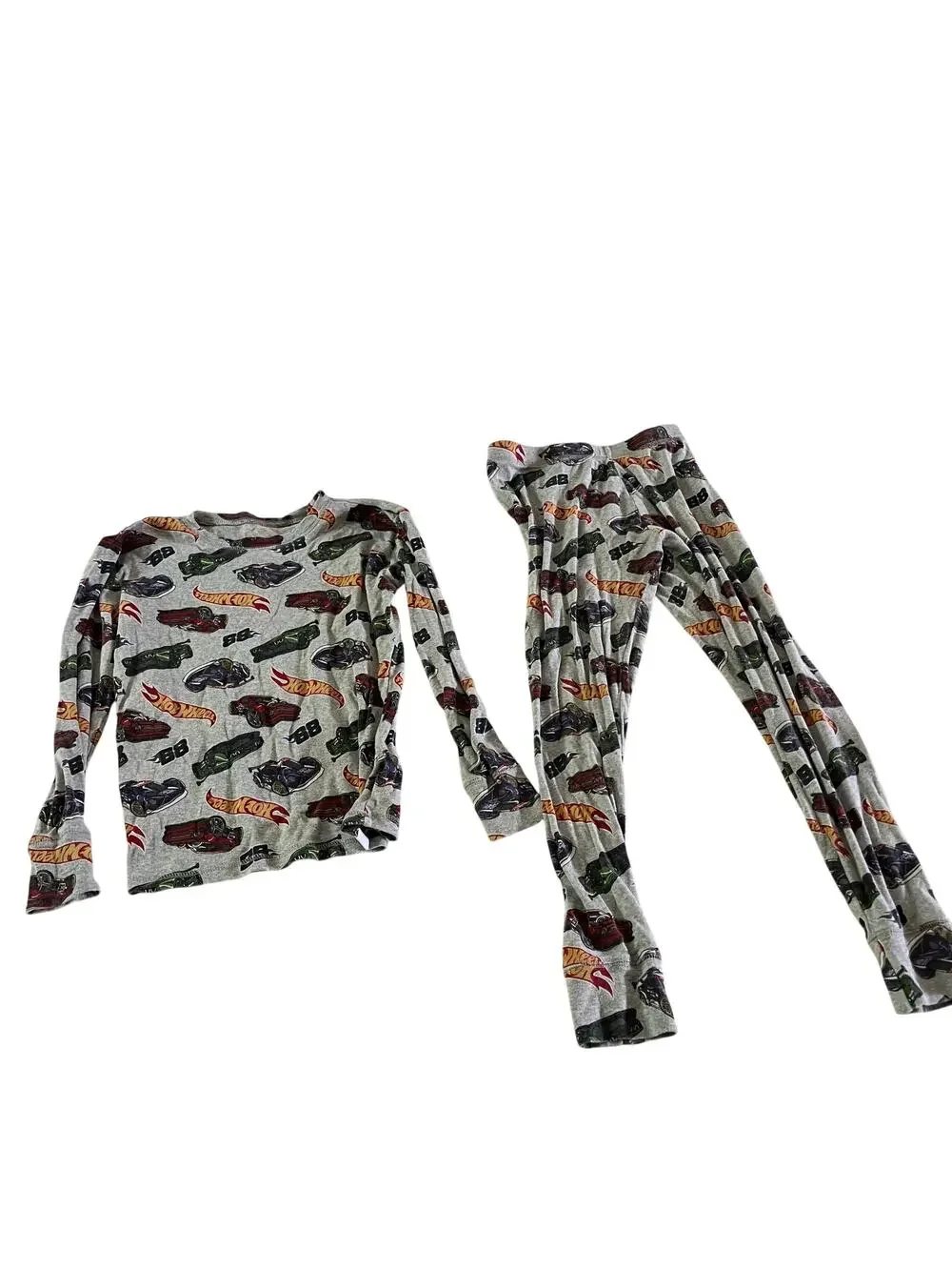 Gap Organic Cotton Grey Hot Wheels Pajama Set Boy's Size 14